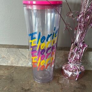 Colorful Florida Tumbler with Pink Lid